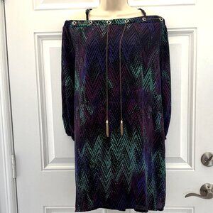 Purple/Teal Print Dress by Zuleyka Rivera (Miss Universe 2006)